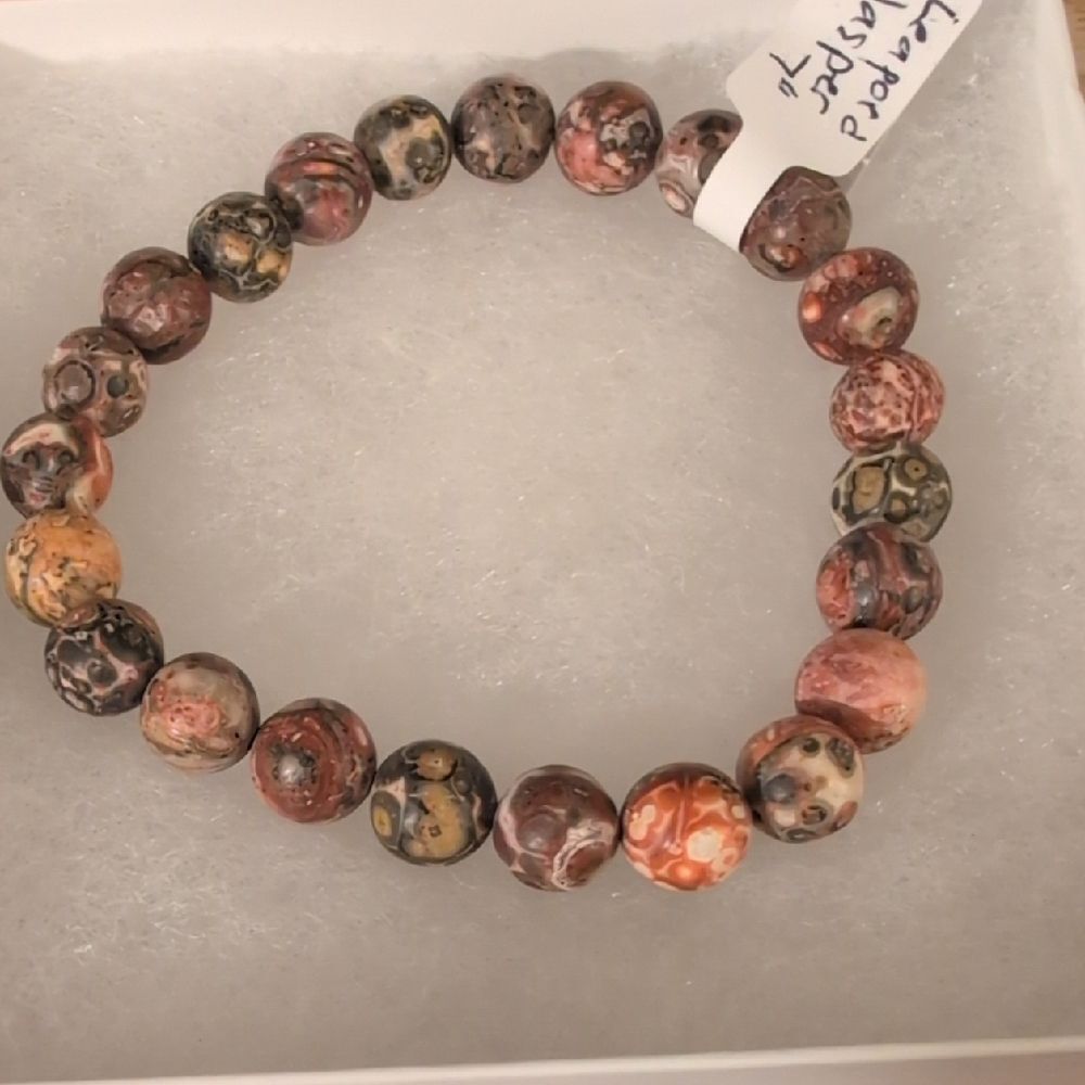 Leapord Jasper Bead Stretch Bracelet